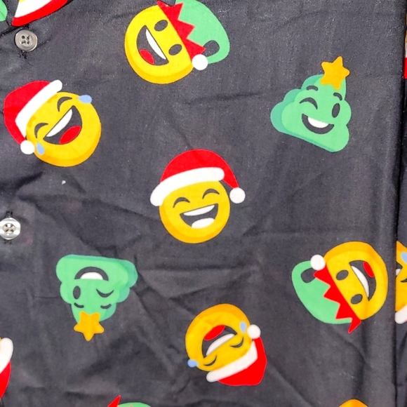 North Pole Other - Button down Christmas Emoji Shirt